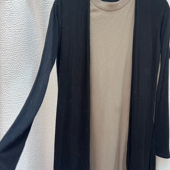 JOAH BROWN SMALL BLACK LONG CARIDGAN AND TAUPE DRESS A NEW DAY - Picture 2 of 8